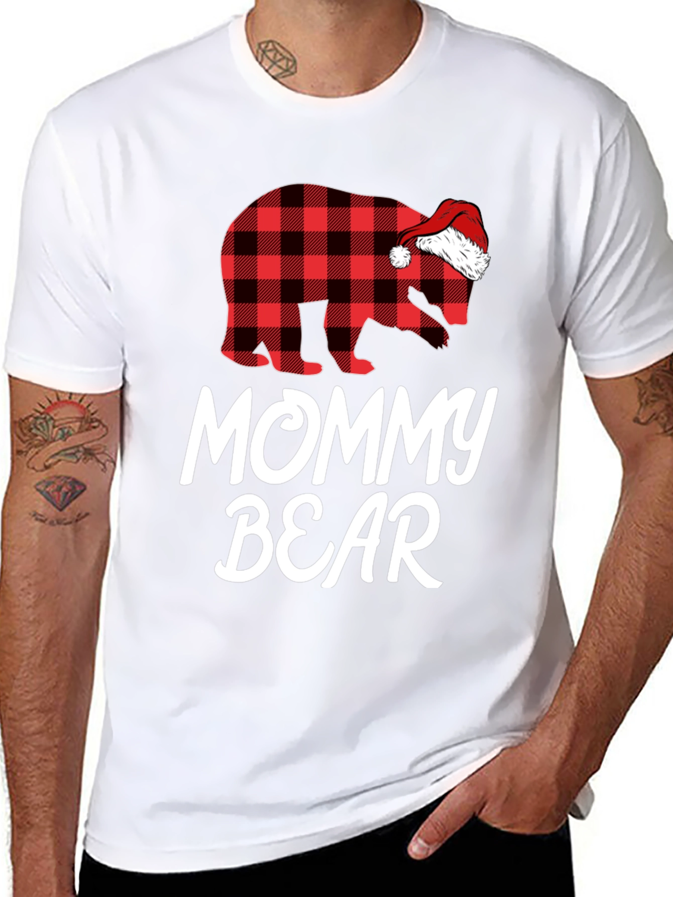 Mommy Bear Plaid Christmas T-Shirt