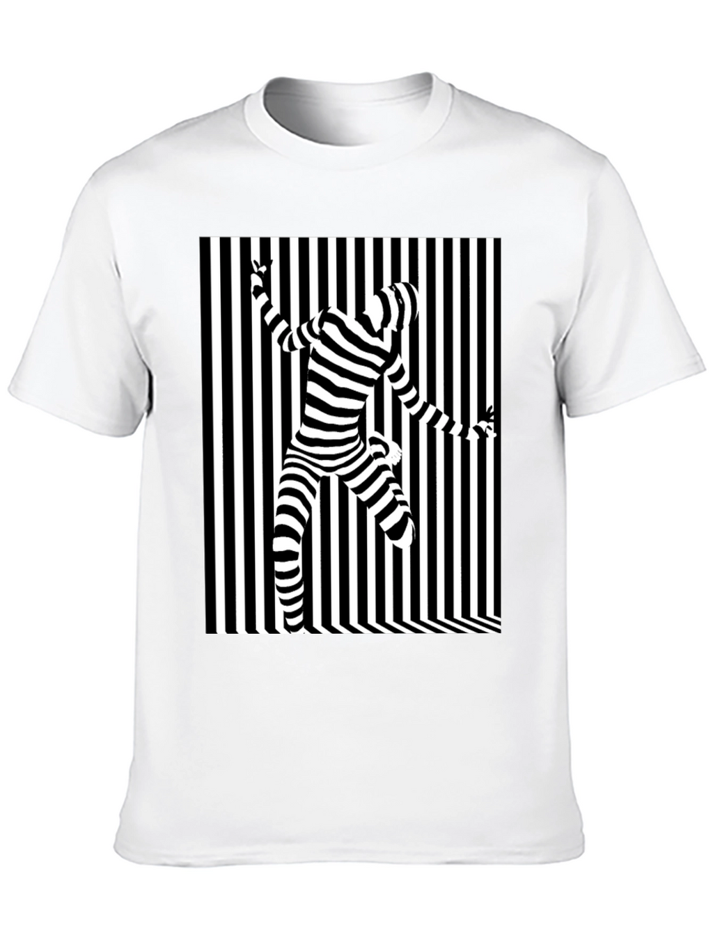 Optical Illusion Striped Tee - Modern Graphic Print