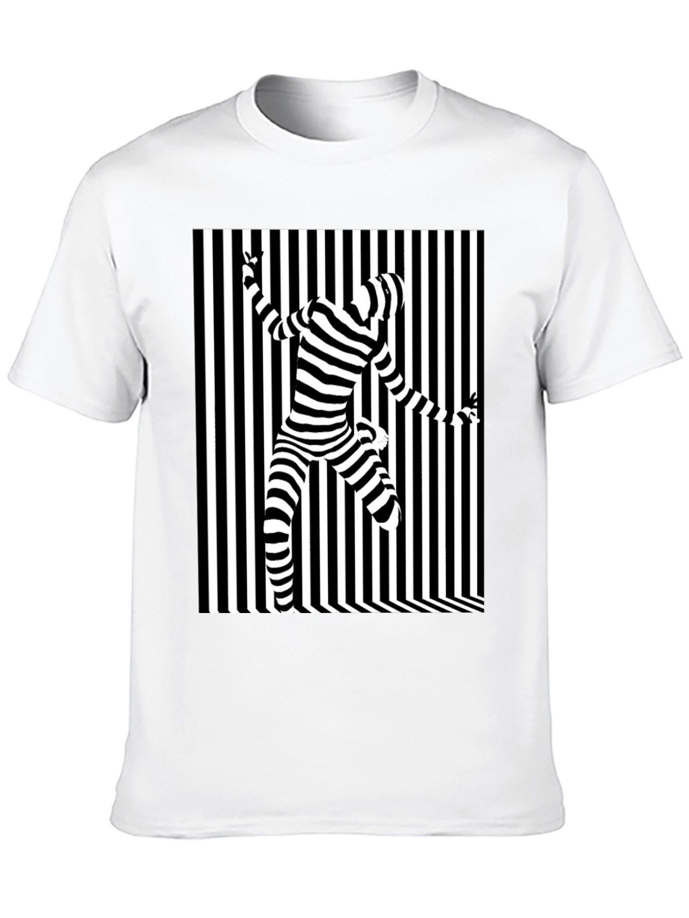 Optical Illusion Striped Tee - Modern Graphic Print