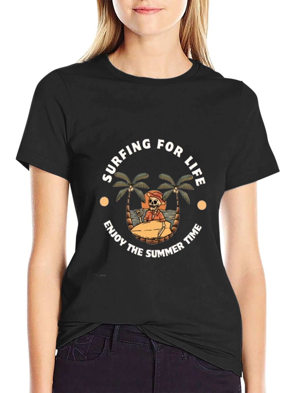 Surfing for Life Black Graphic T-Shirt
