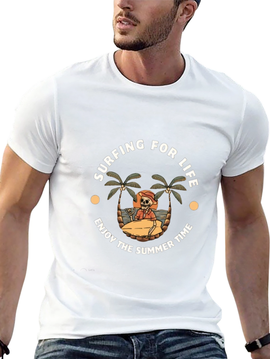 Surfing for Life Black Graphic T-Shirt