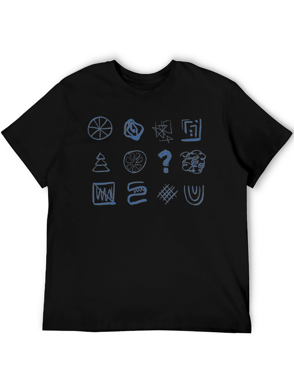 Abstract Doodle Print Black T-Shirt
