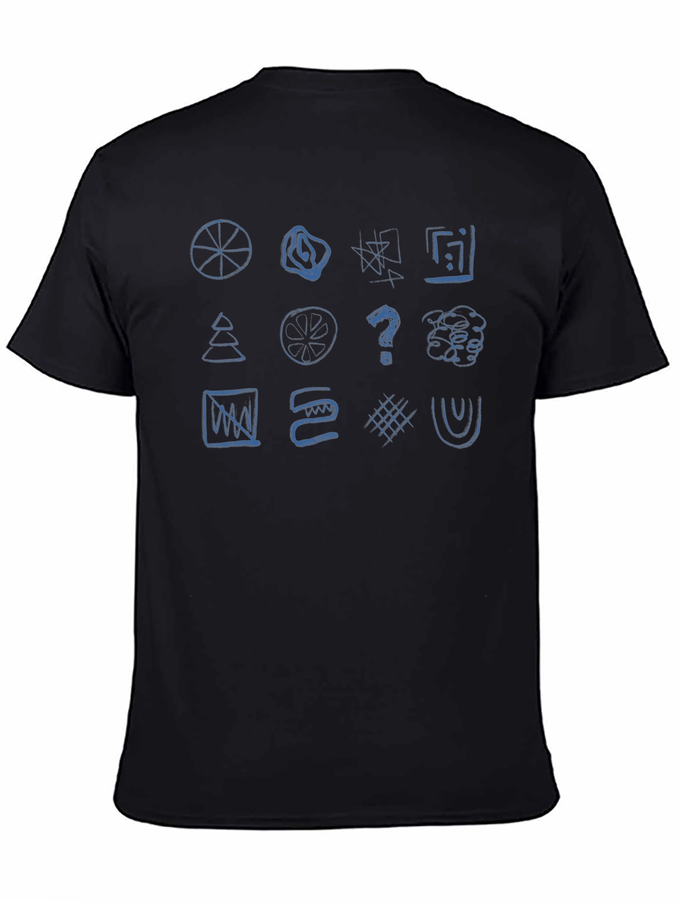 Abstract Doodle Print Black T-Shirt