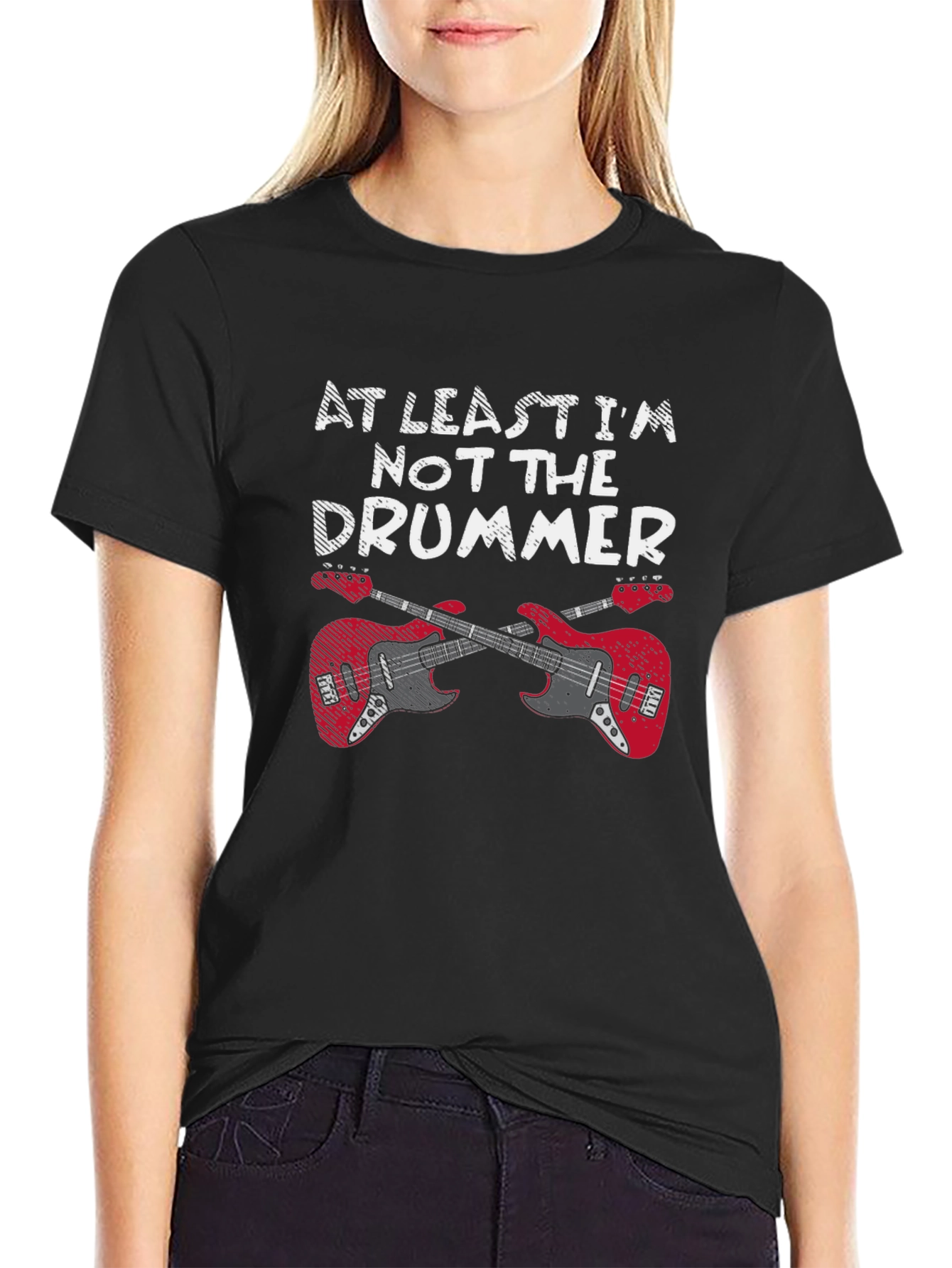 At Least Im Not The Drummer Black T-Shirt