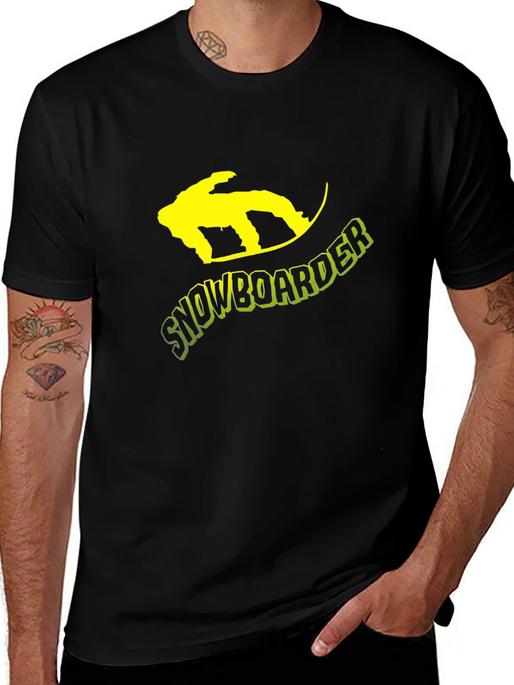 Snowboarder Graphic Tee - Black Cotton T-Shirt