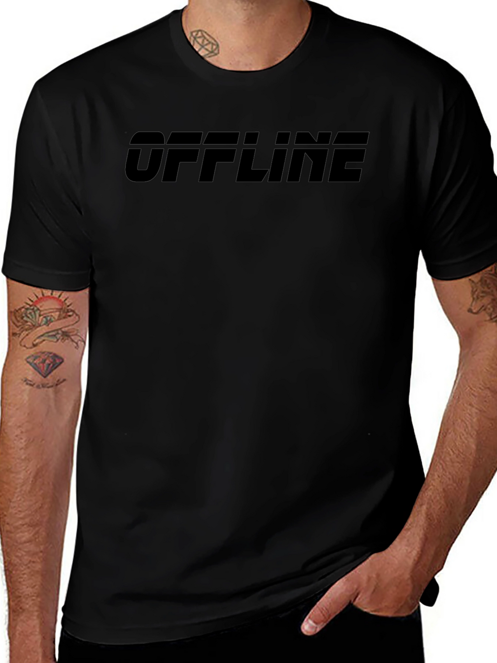 OFFLINE Graphic Tee - Black Casual T-Shirt