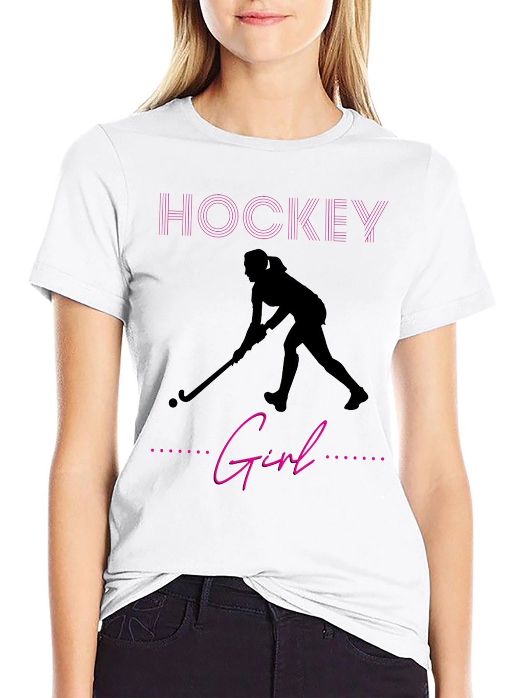 Hockey Girl Graphic Tee - Sporty Black T-Shirt