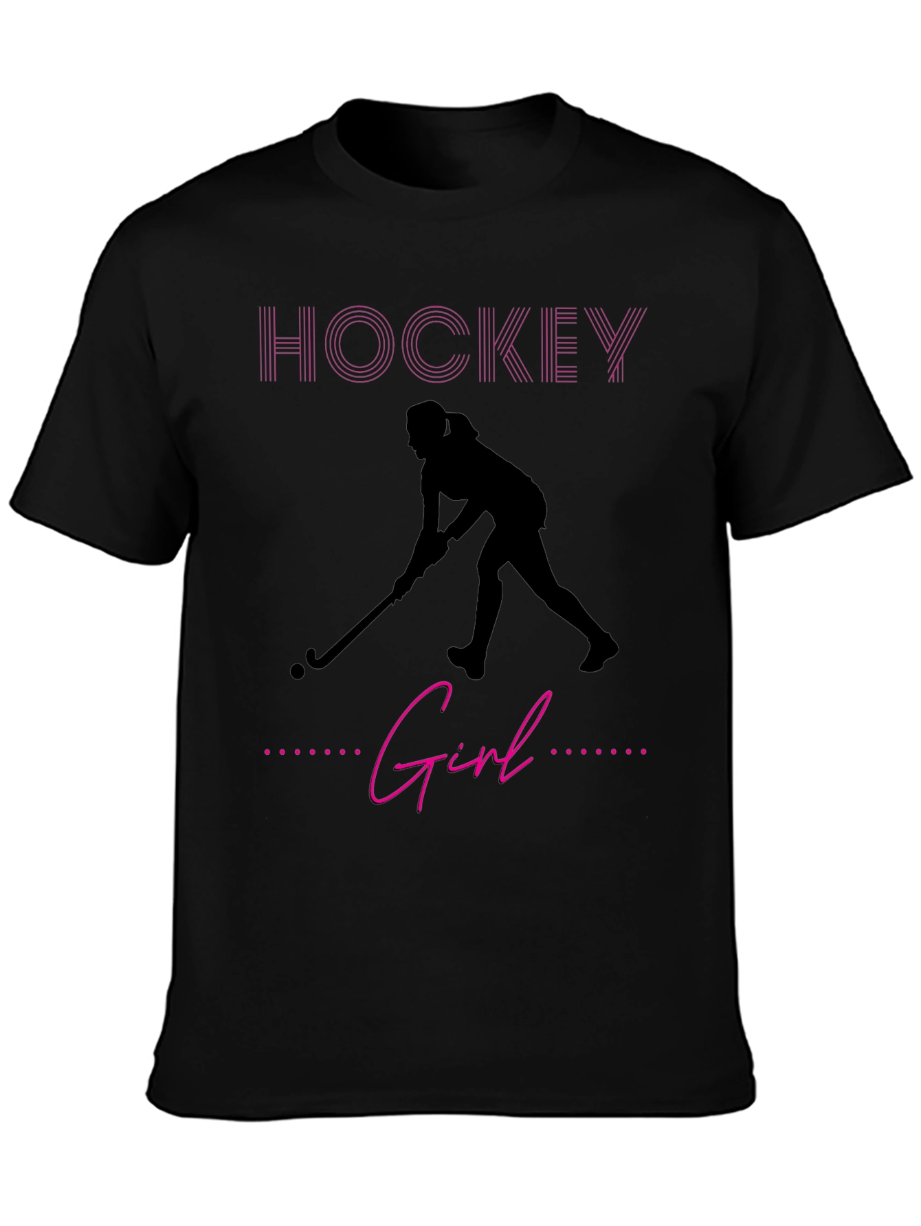 Hockey Girl Graphic Tee - Sporty Black T-Shirt