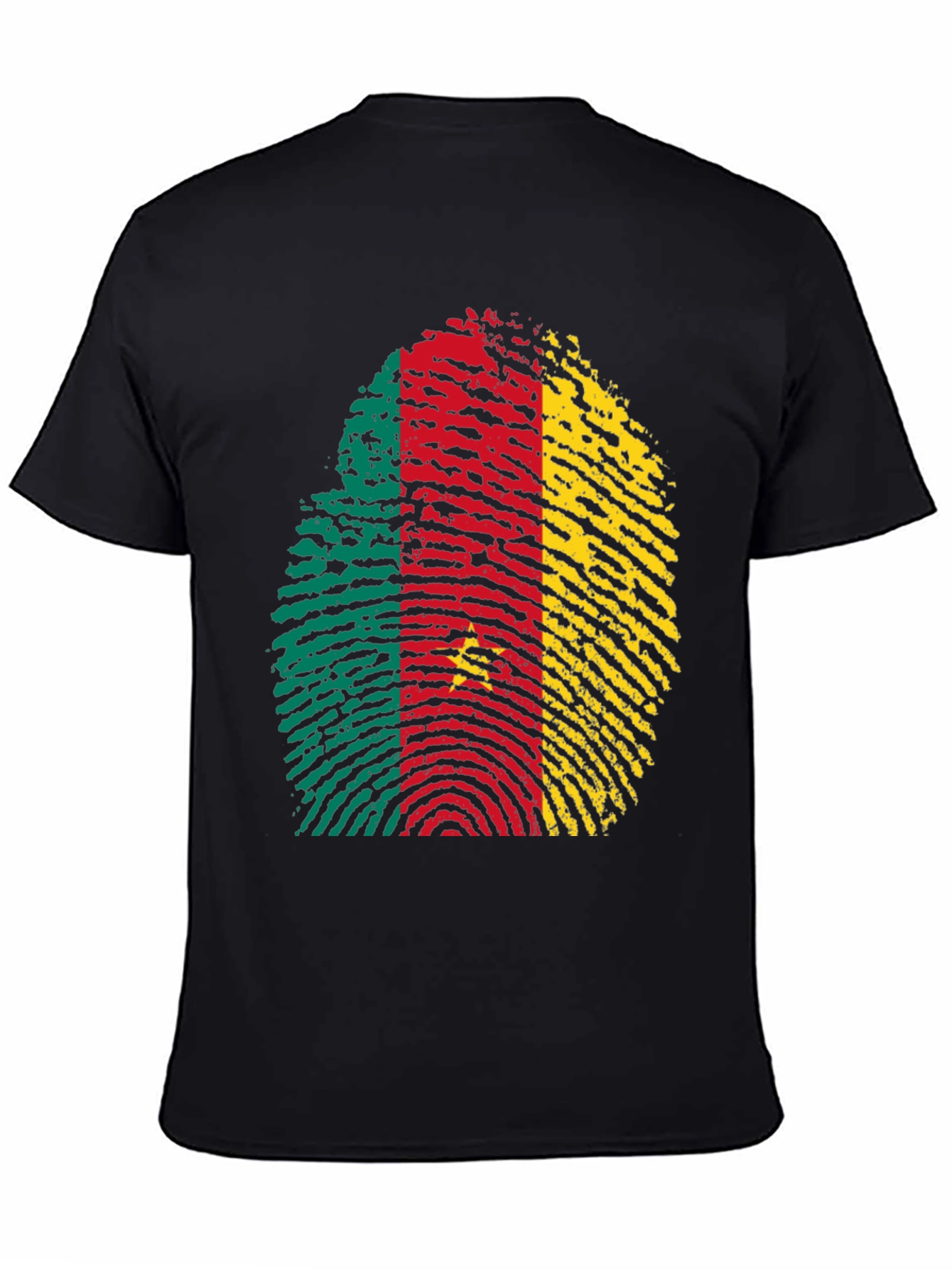 Cameroon Flag Fingerprint Black T-Shirt