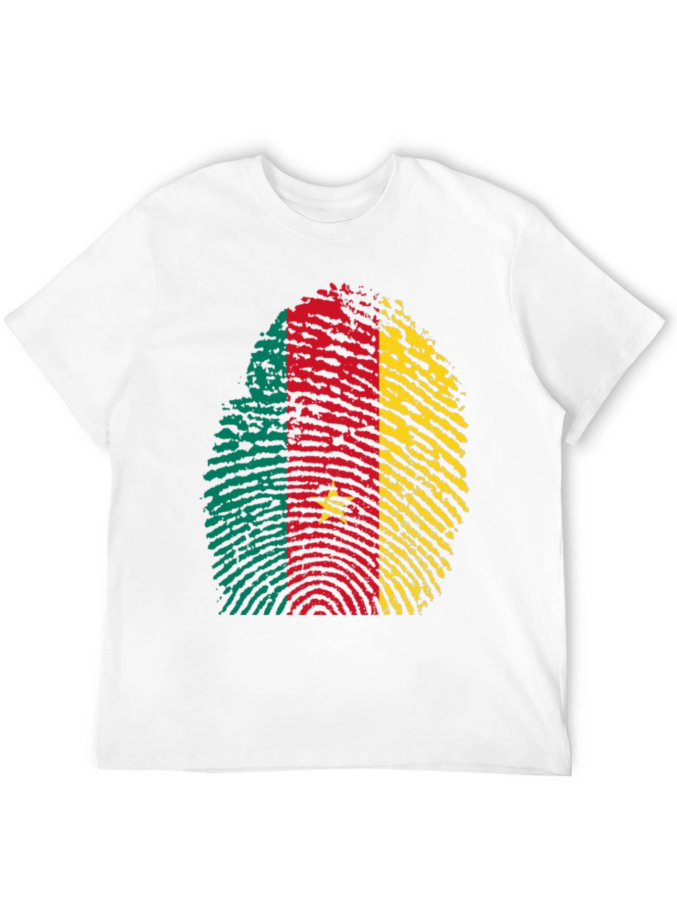 Cameroon Flag Fingerprint Black T-Shirt