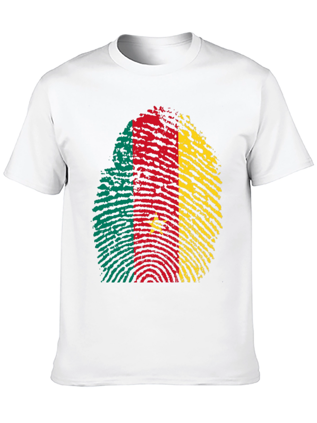 Cameroon Flag Fingerprint Black T-Shirt