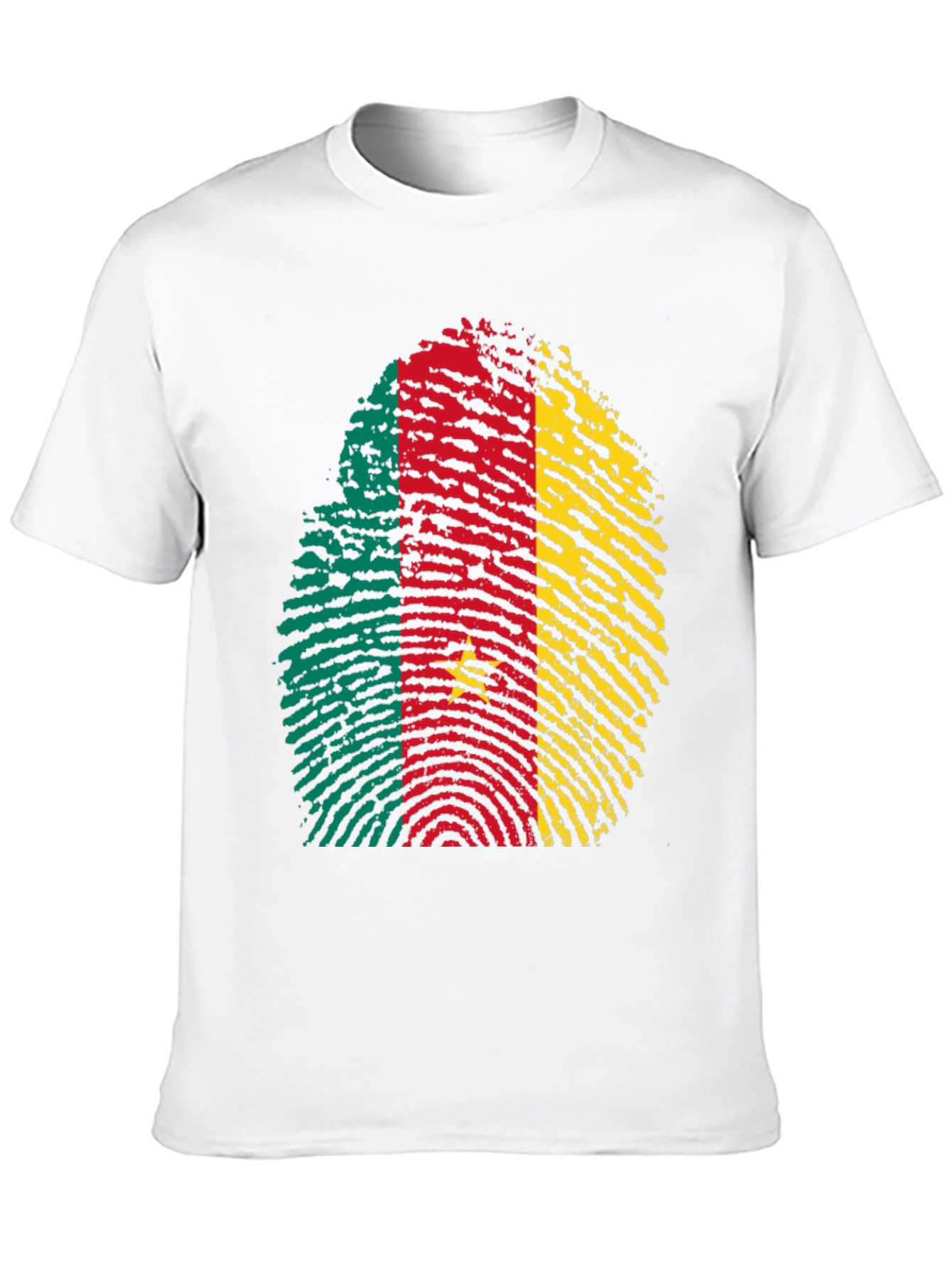 Cameroon Flag Fingerprint Black T-Shirt