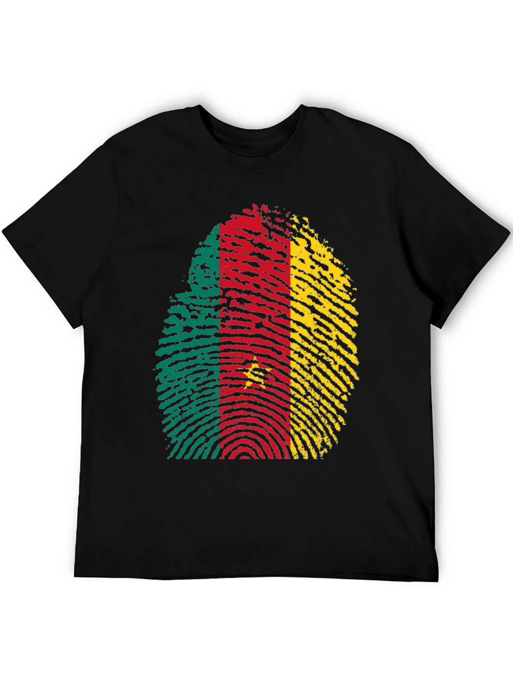 Cameroon Flag Fingerprint Black T-Shirt