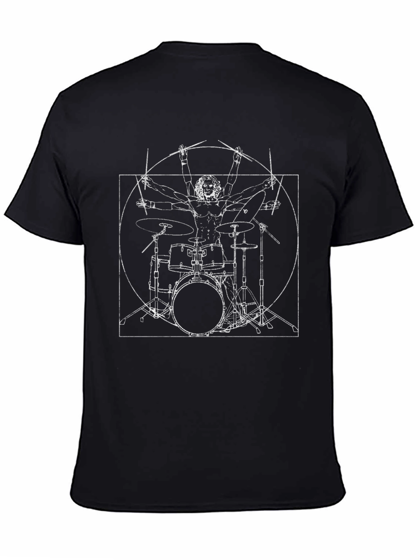 Drummer Vitruvian Man Graphic Tee - Black