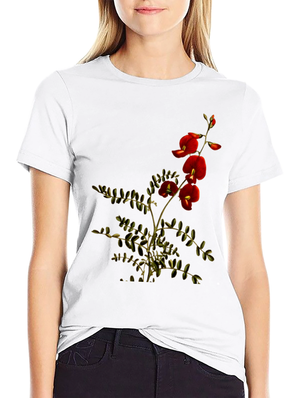 Botanical Print Black T-Shirt