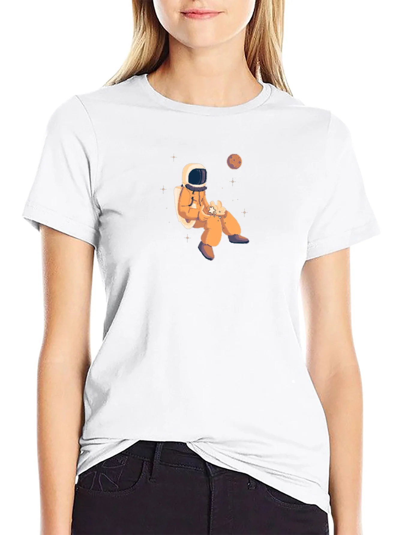 Astronaut in Space Black Graphic Tee