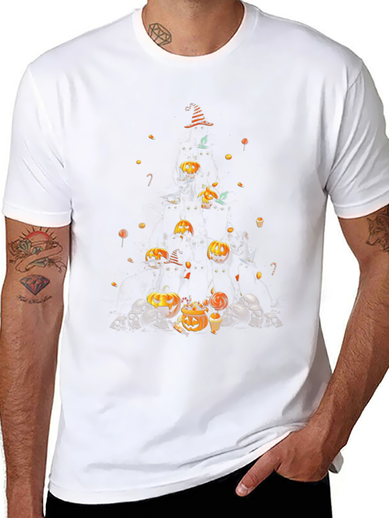 Halloween Pumpkin & Skull T-Shirt