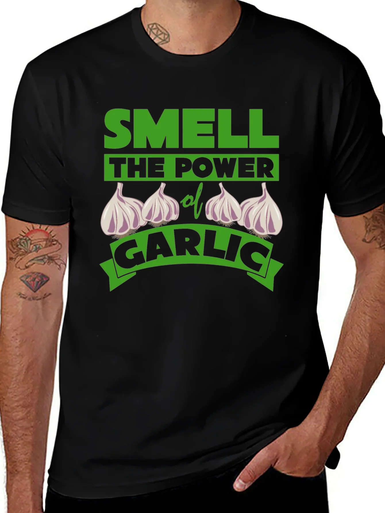 Smell the Power of Garlic Funny T-Shirt