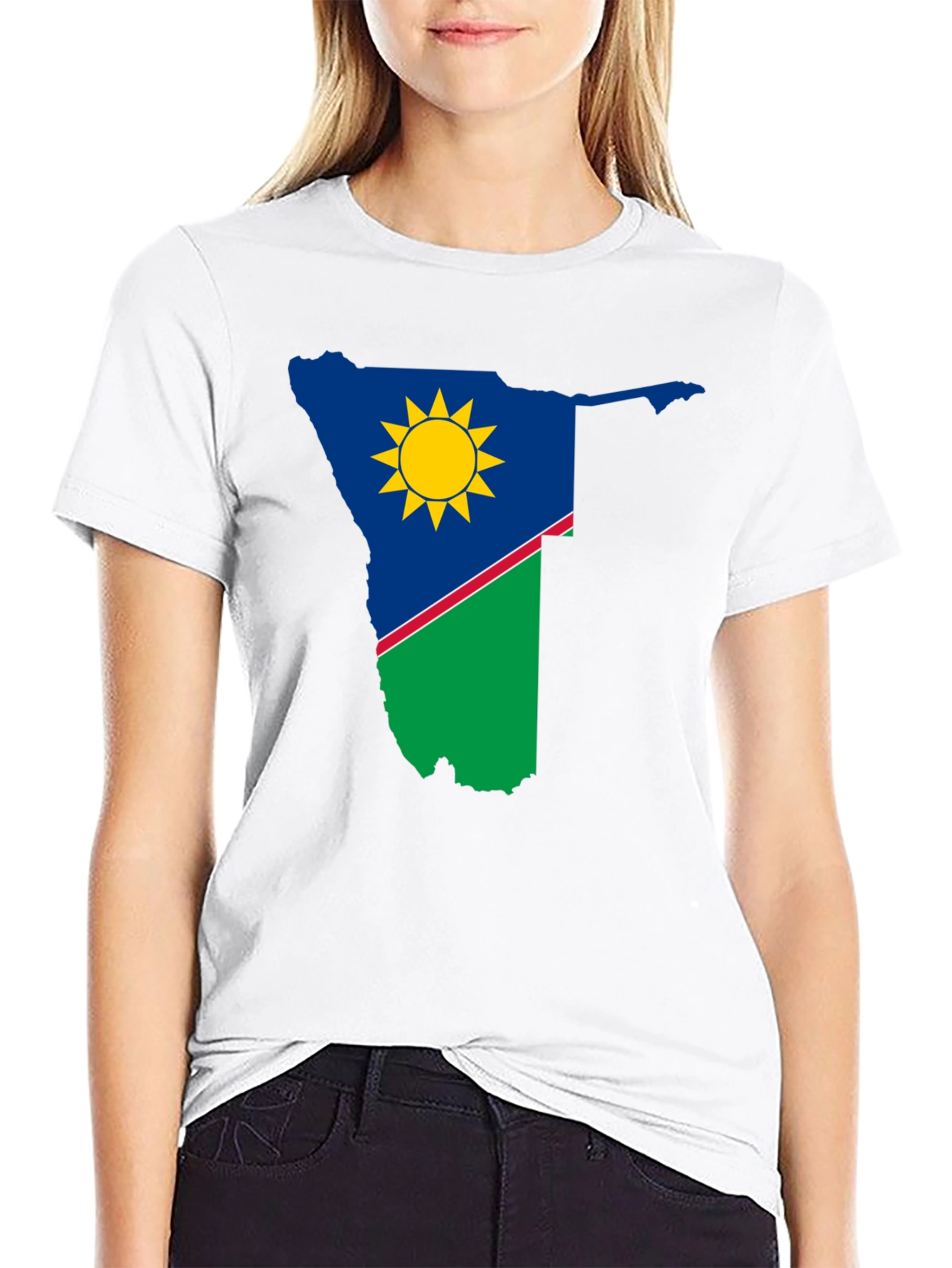 Namibia Flag Graphic T-Shirt - Black
