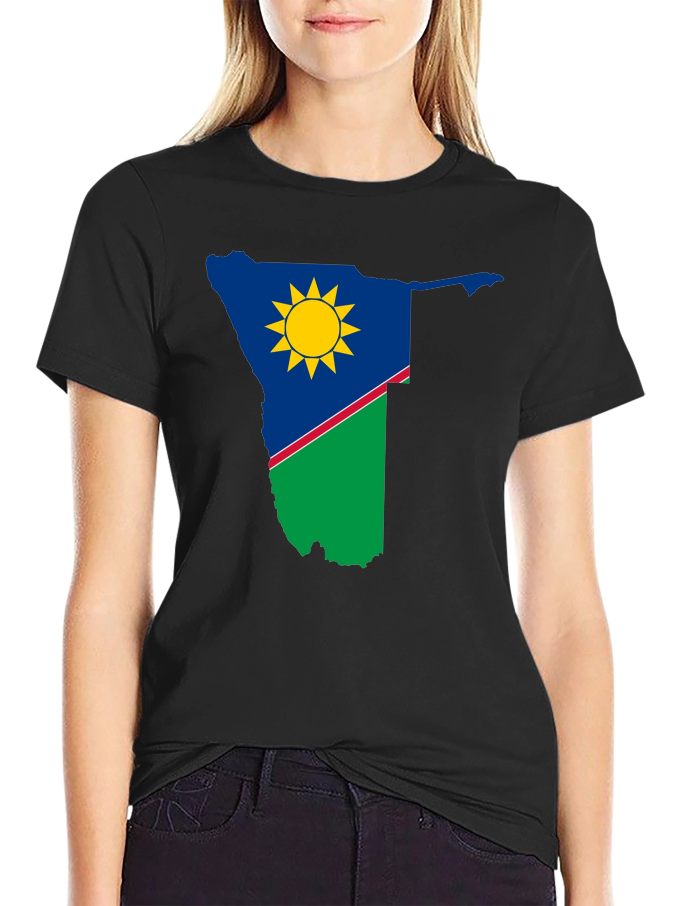 Namibia Flag Graphic T-Shirt - Black