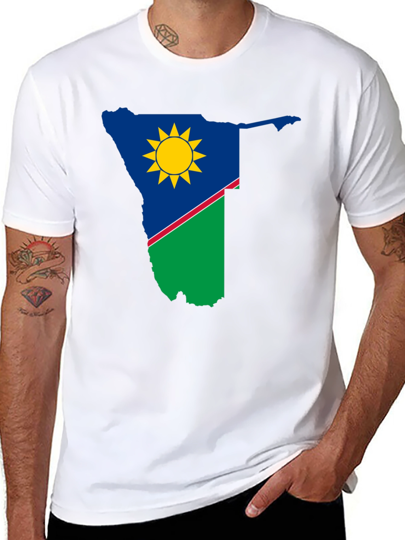 Namibia Flag Graphic T-Shirt - Black