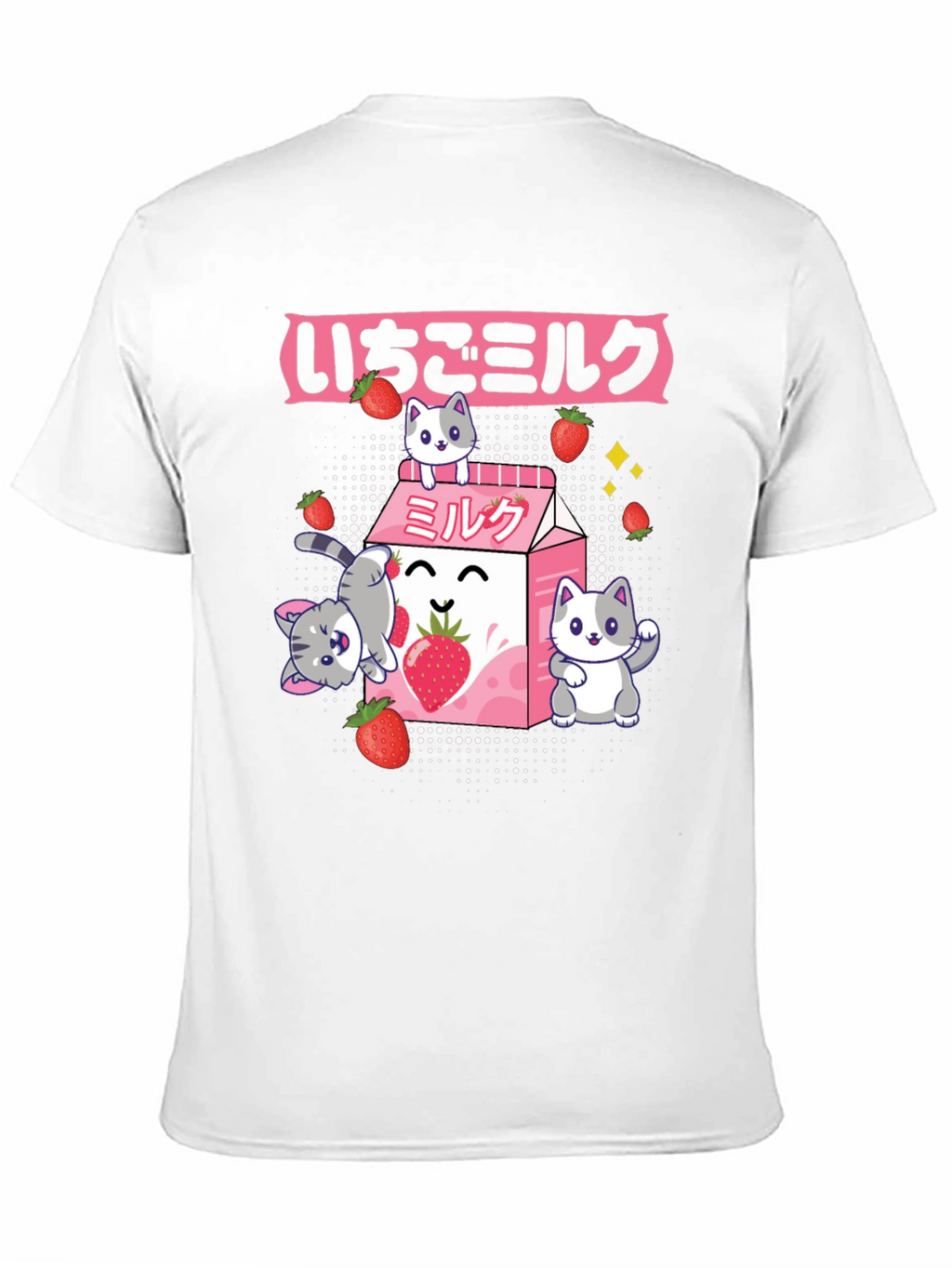 Strawberry Milk Cat T-Shirt - Kawaii Anime Style
