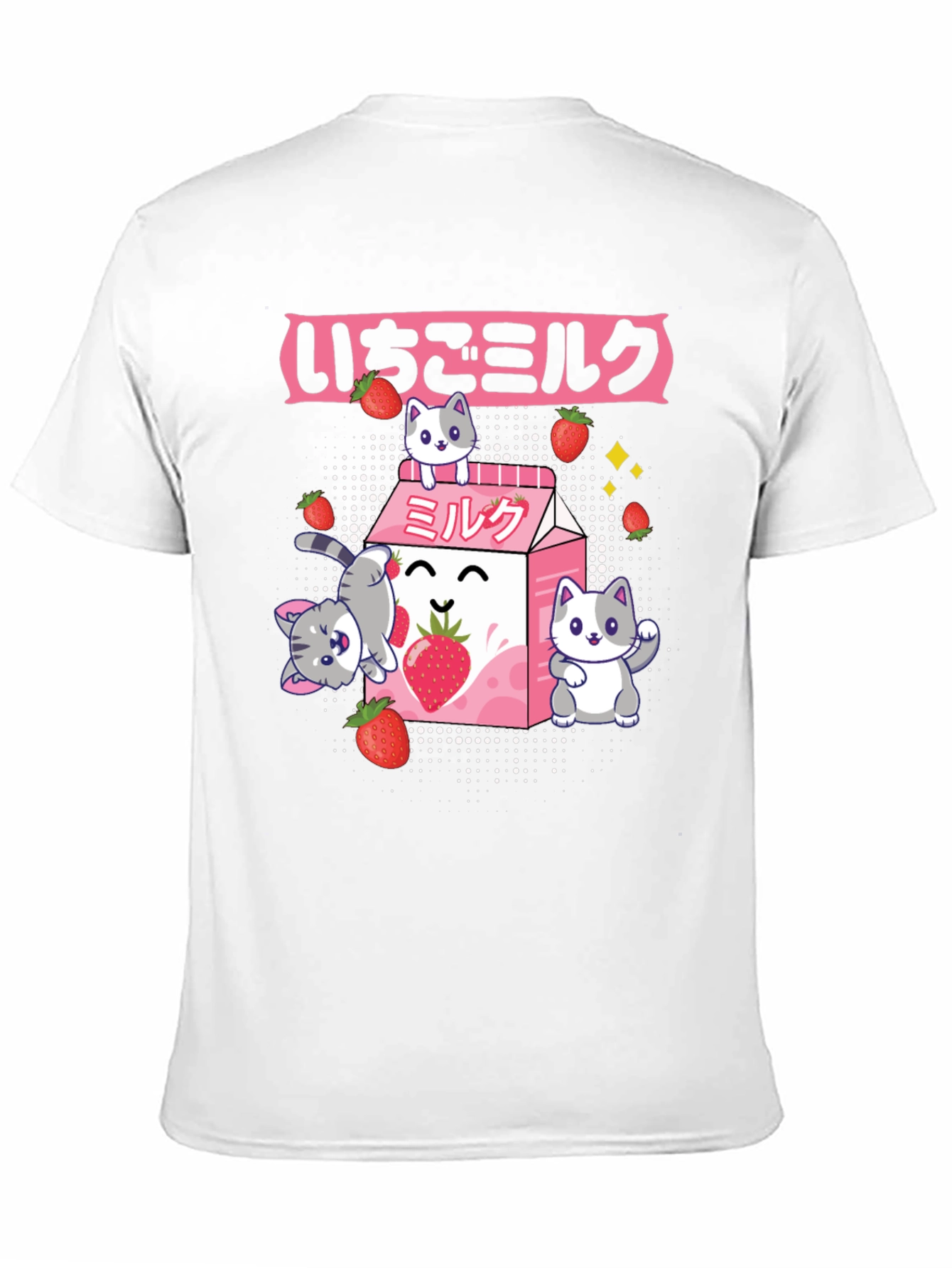 Strawberry Milk Cat T-Shirt - Kawaii Anime Style
