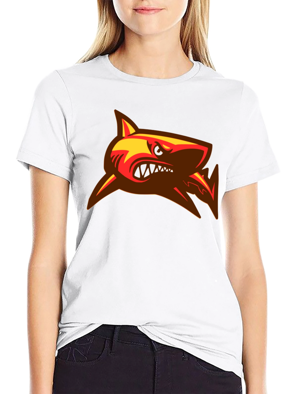 Mens Black T-Shirt with Shark Graphic