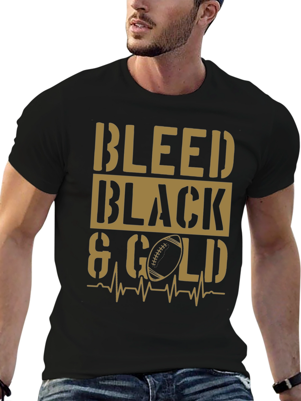 Bleed Black & Gold T-Shirt - Football Fan Apparel