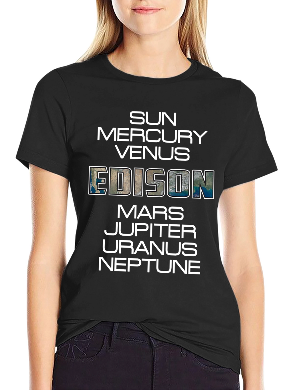 Planets T-Shirt - Space Edison Black Tee