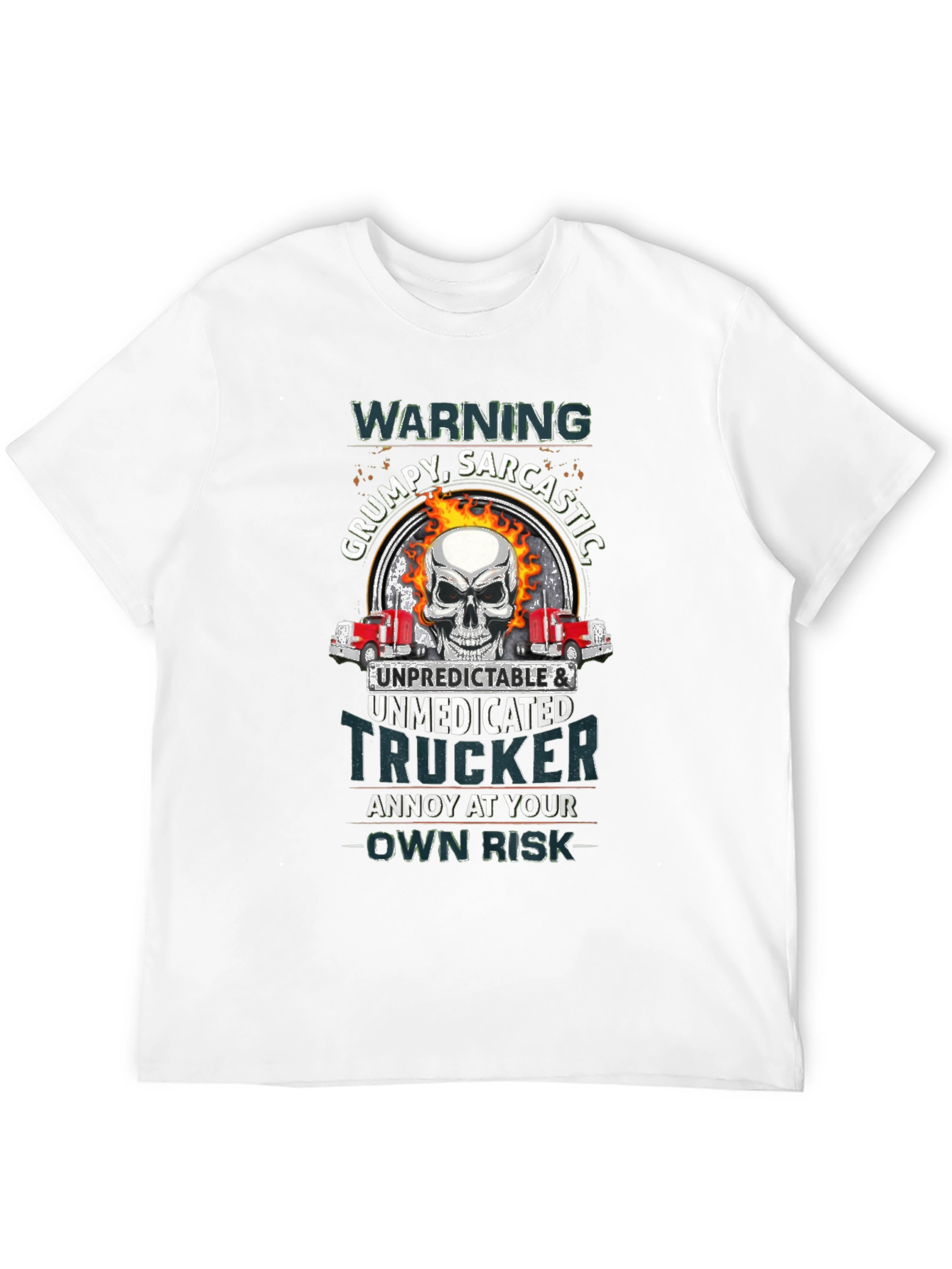 Warning Grumpy Trucker Skull T-Shirt