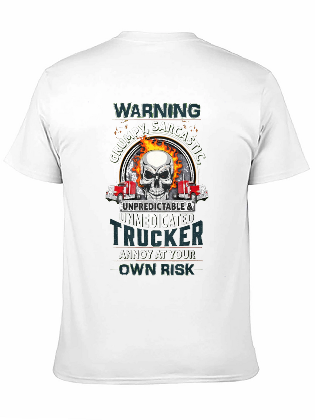 Warning Grumpy Trucker Skull T-Shirt
