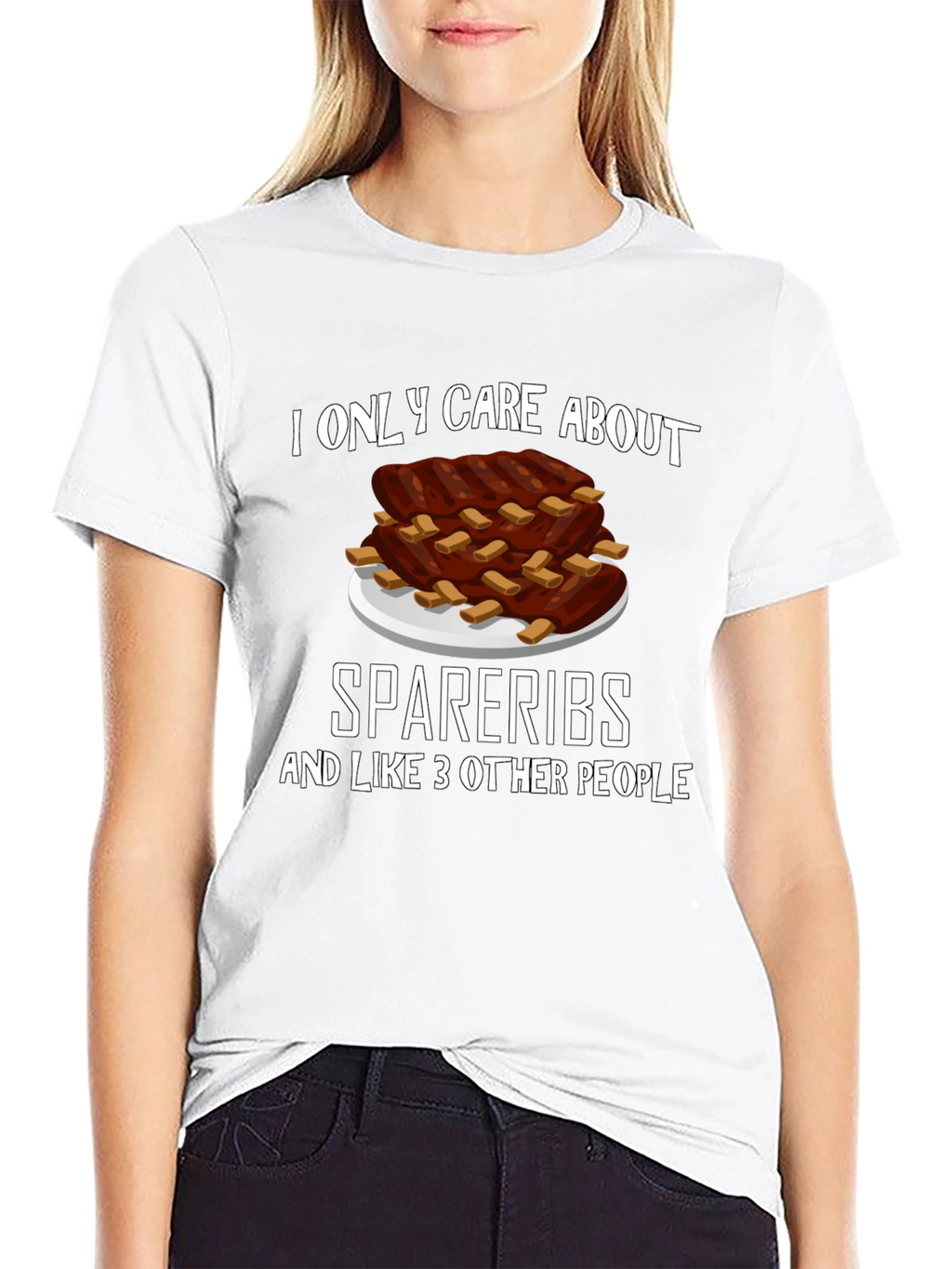 Funny Spare Ribs Graphic T-Shirt - Black