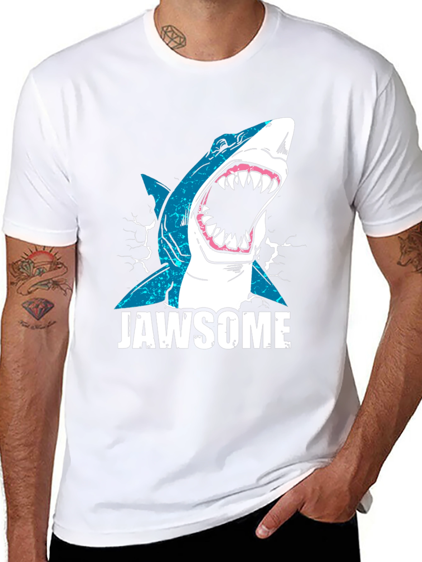 Jawsome Shark Graphic Tee - Black Cotton T-Shirt
