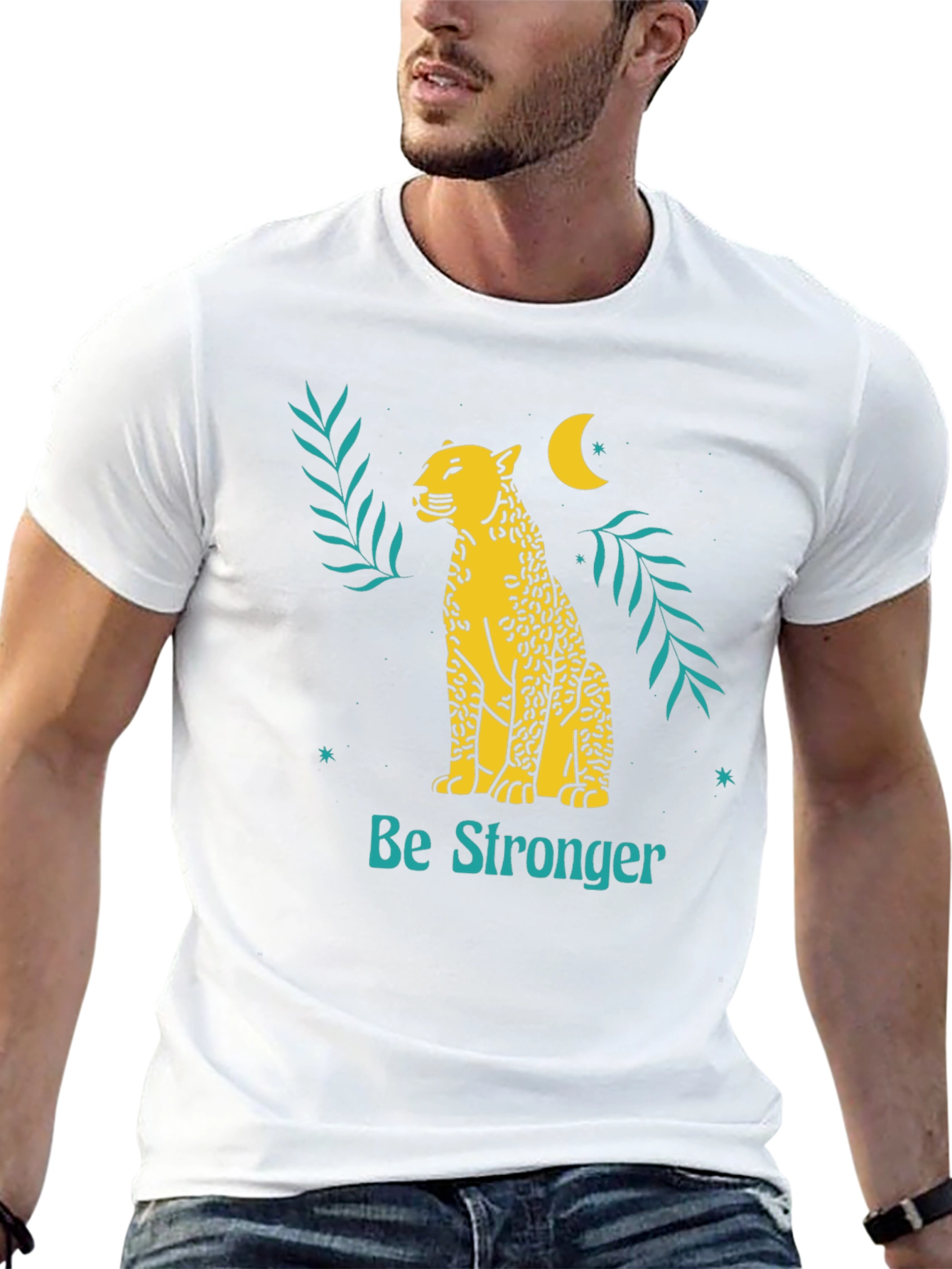 Be Stronger Leopard Graphic Tee - Black