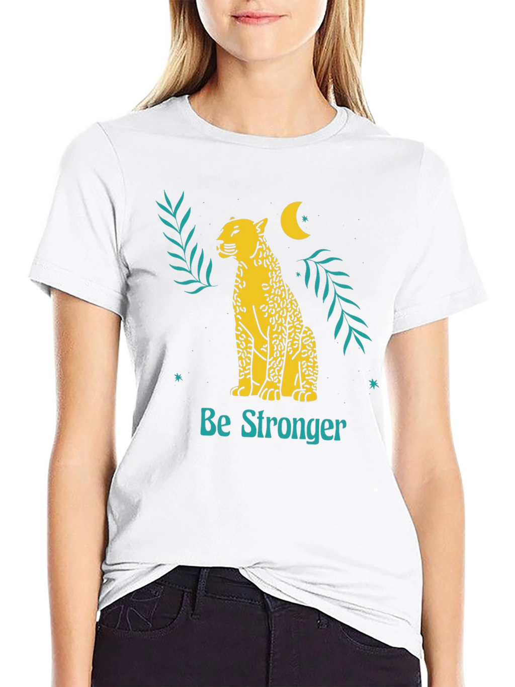 Be Stronger Leopard Graphic Tee - Black