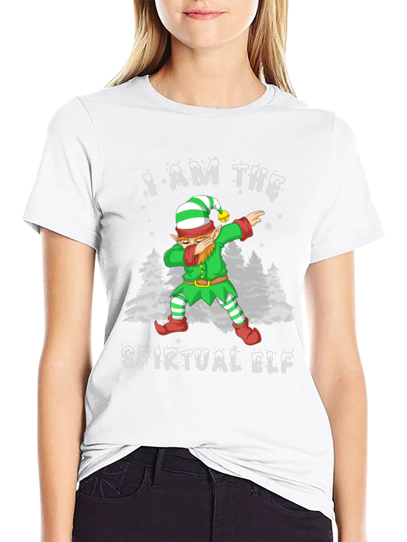 Spiritual Elf Dabbing Christmas Graphic Tee