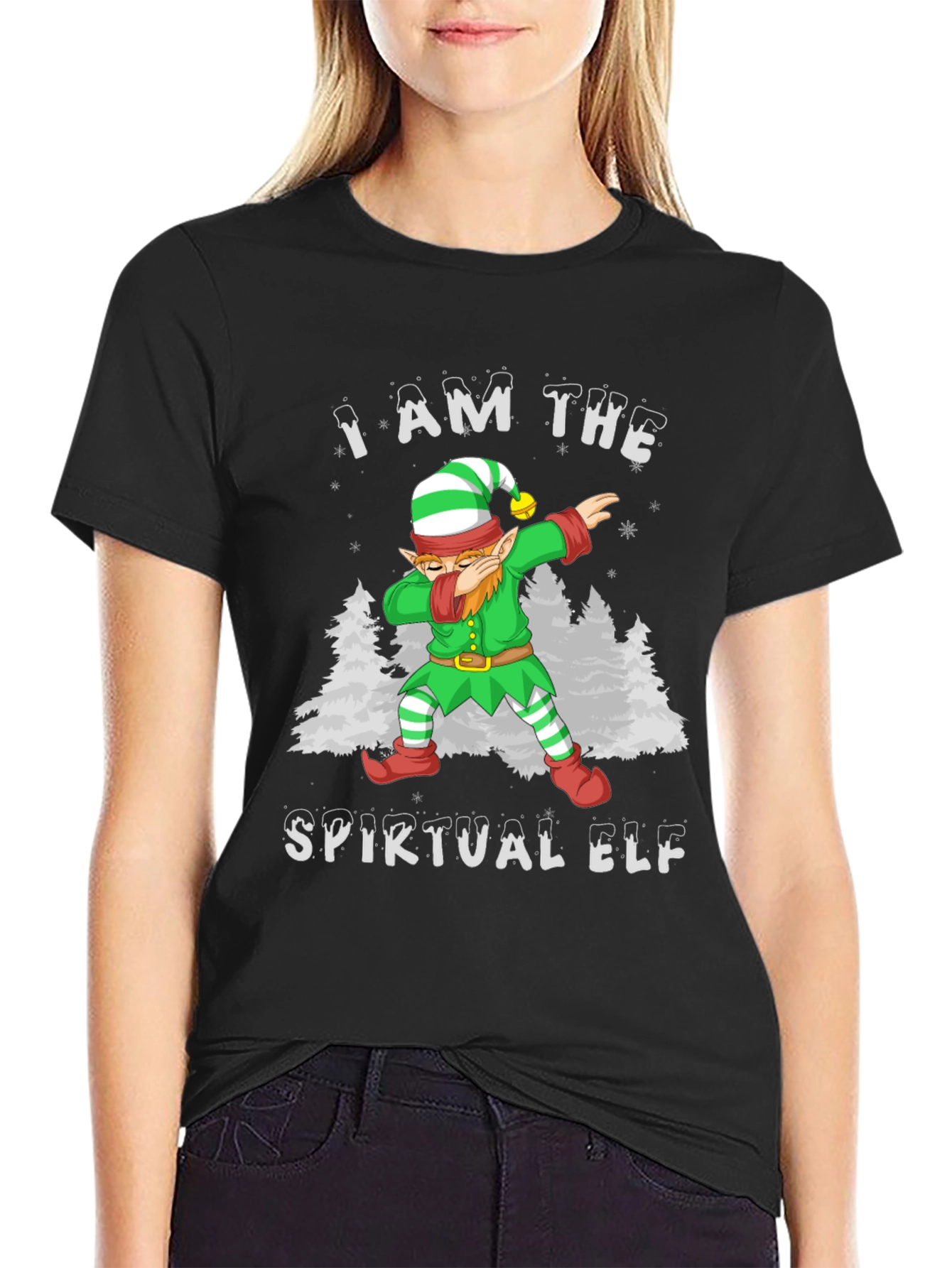 Spiritual Elf Dabbing Christmas Graphic Tee