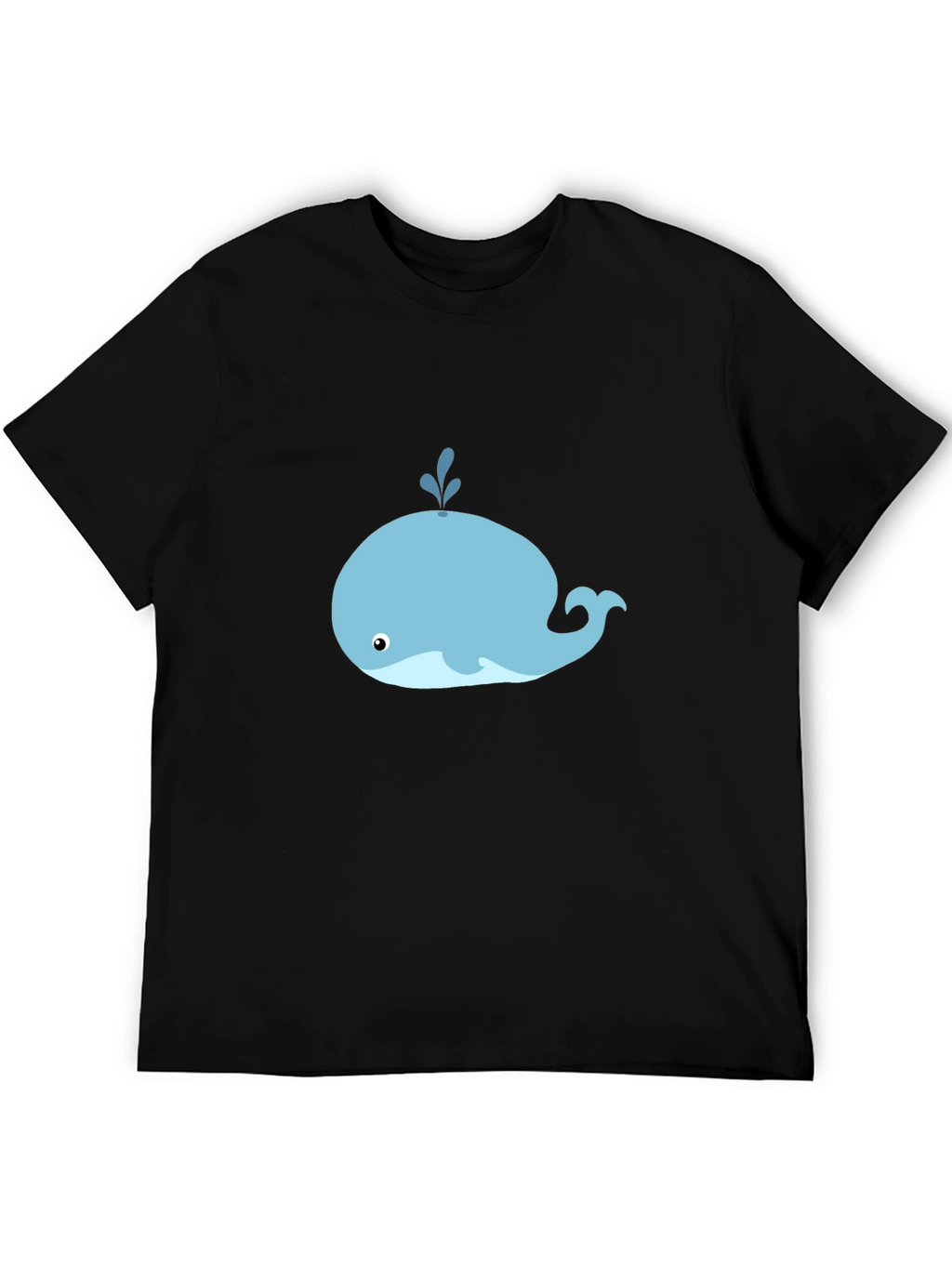Cute Whale Graphic Tee - Black Cotton T-Shirt