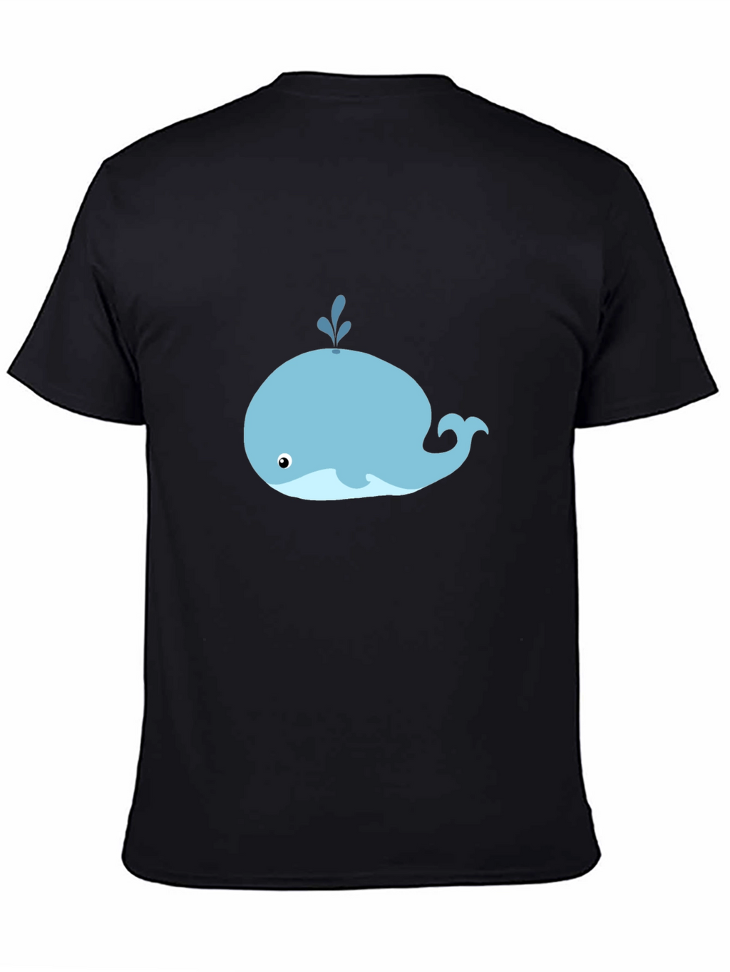 Cute Whale Graphic Tee - Black Cotton T-Shirt