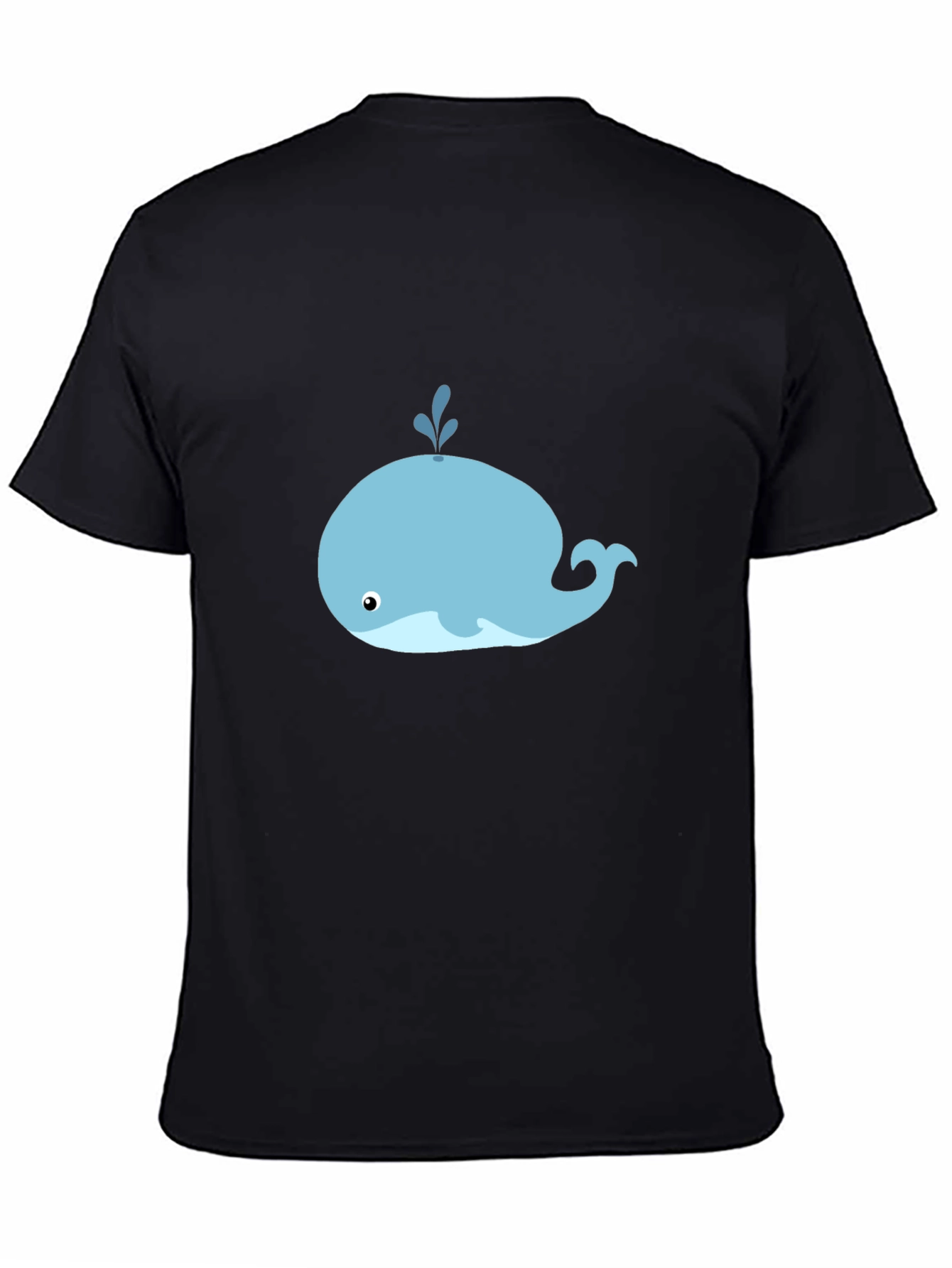 Cute Whale Graphic Tee - Black Cotton T-Shirt