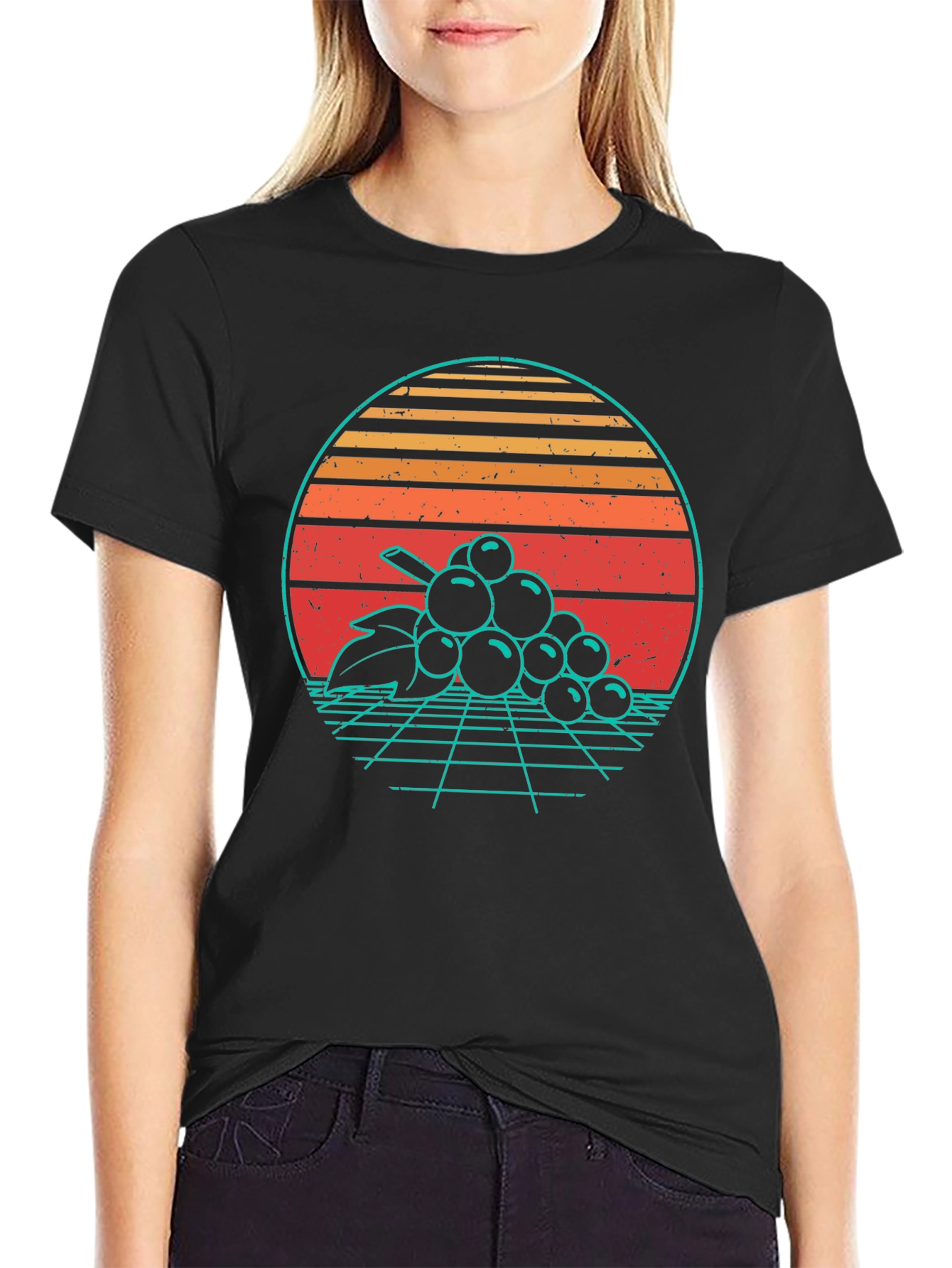 Retro Grapes Graphic Tee - 80s Vintage Style