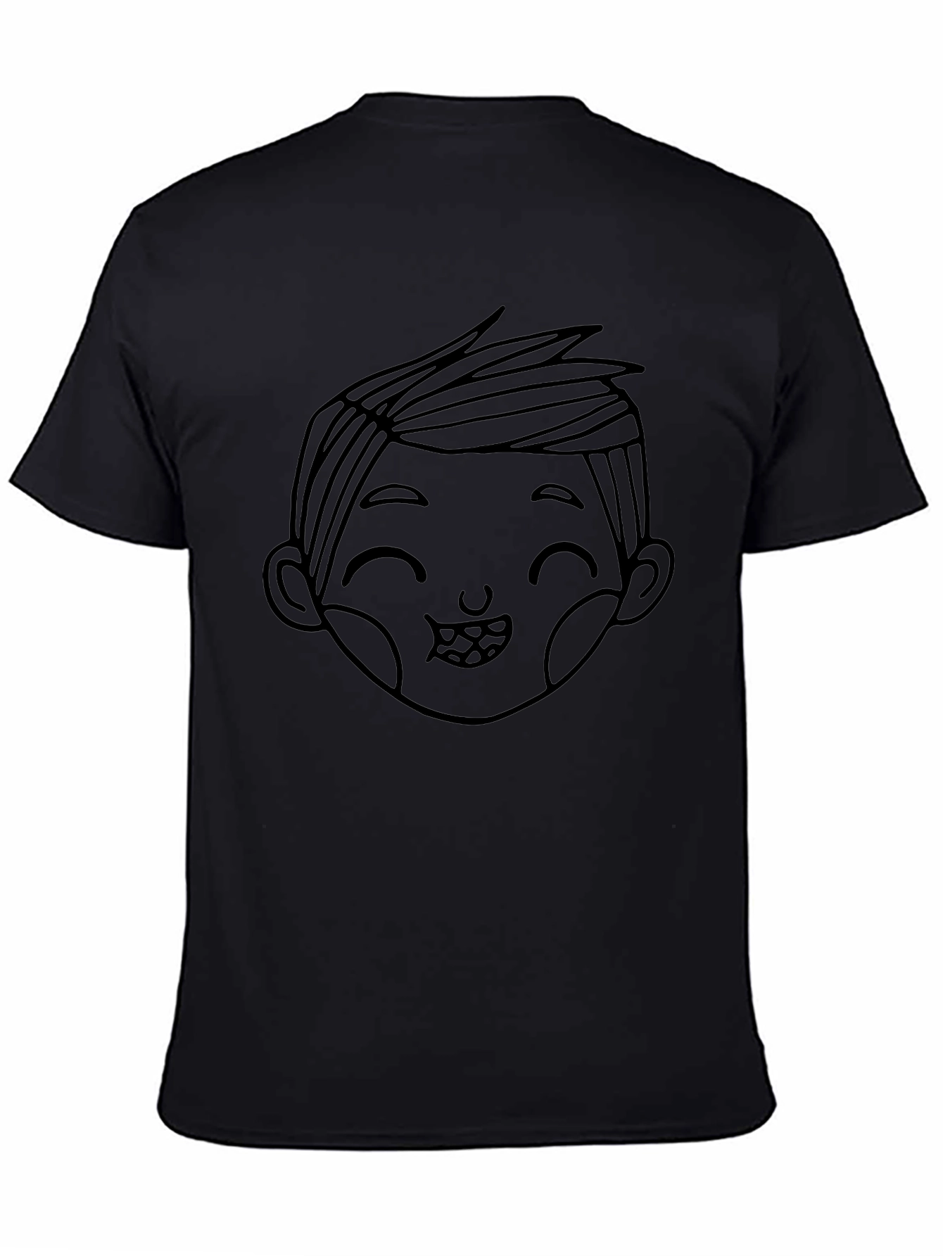 Cute Boy Graphic Black T-Shirt