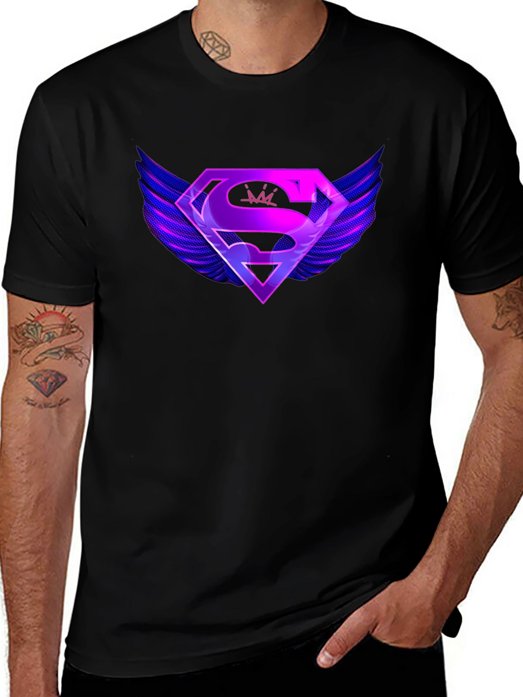 Winged Superhero Logo Graphic T-Shirt