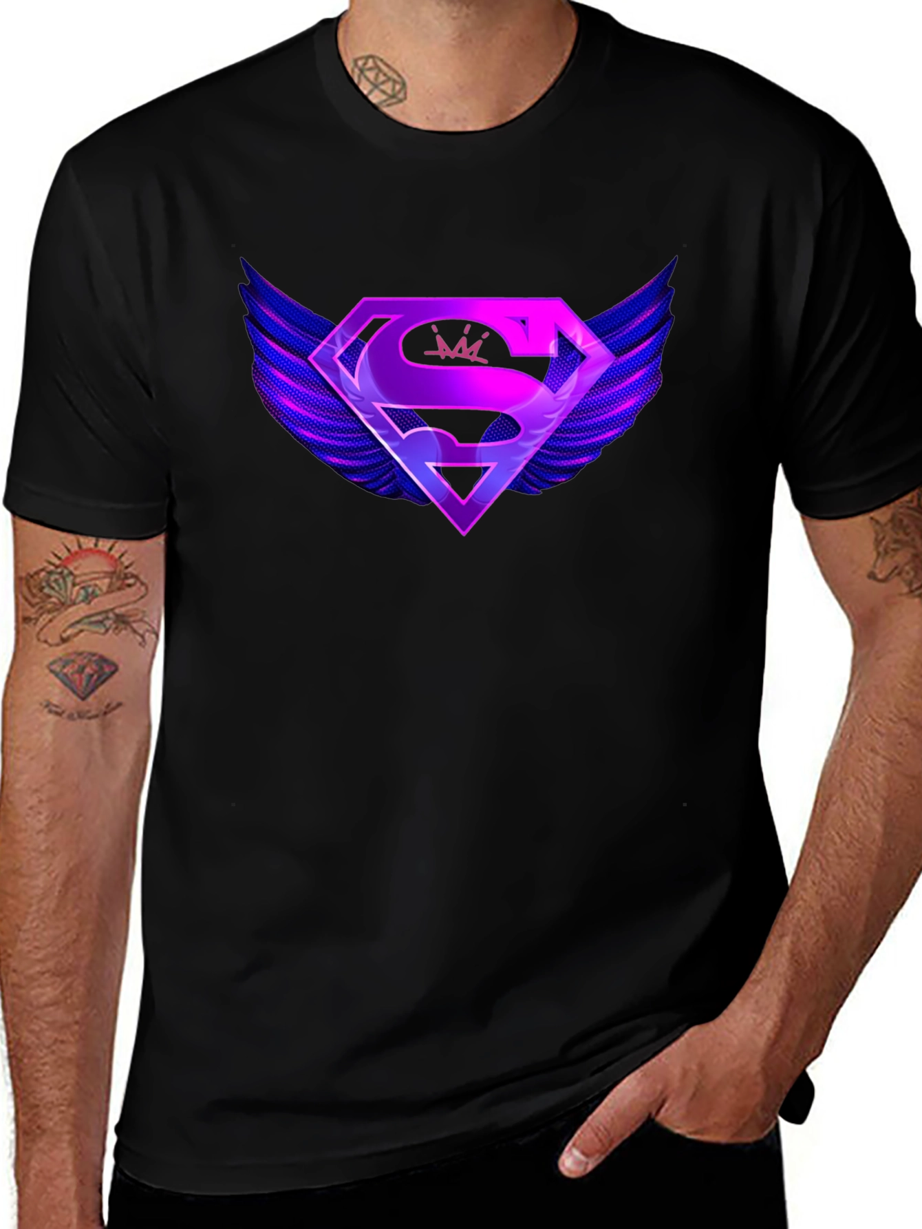 Winged Superhero Logo Graphic T-Shirt