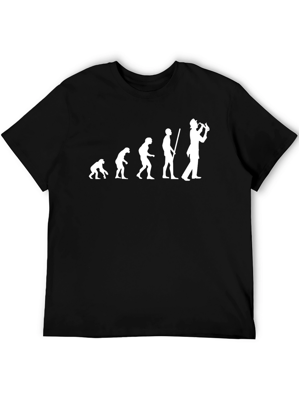 Evolution of Saxophone Player Black T-Shirt