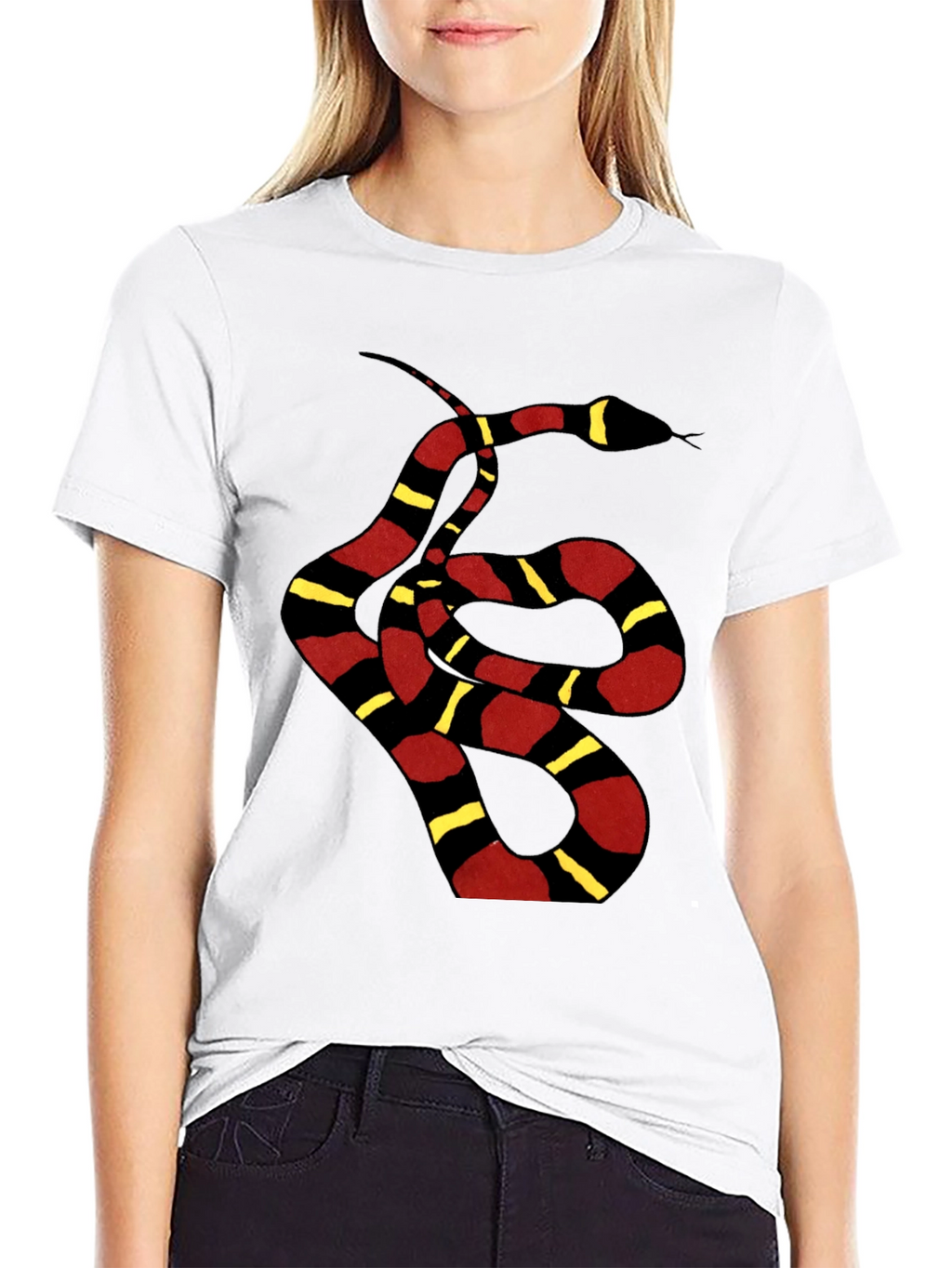 Striped Snake Graphic Tee - Black Unisex T-Shirt