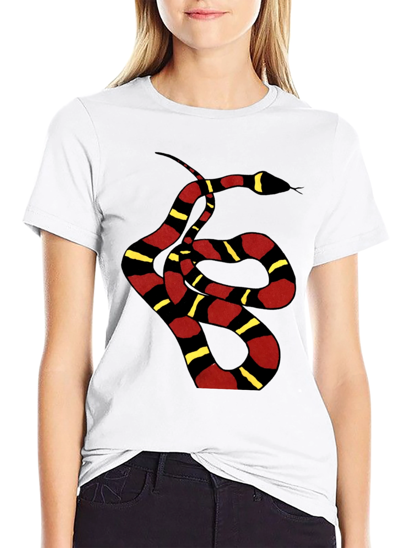 Striped Snake Graphic Tee - Black Unisex T-Shirt