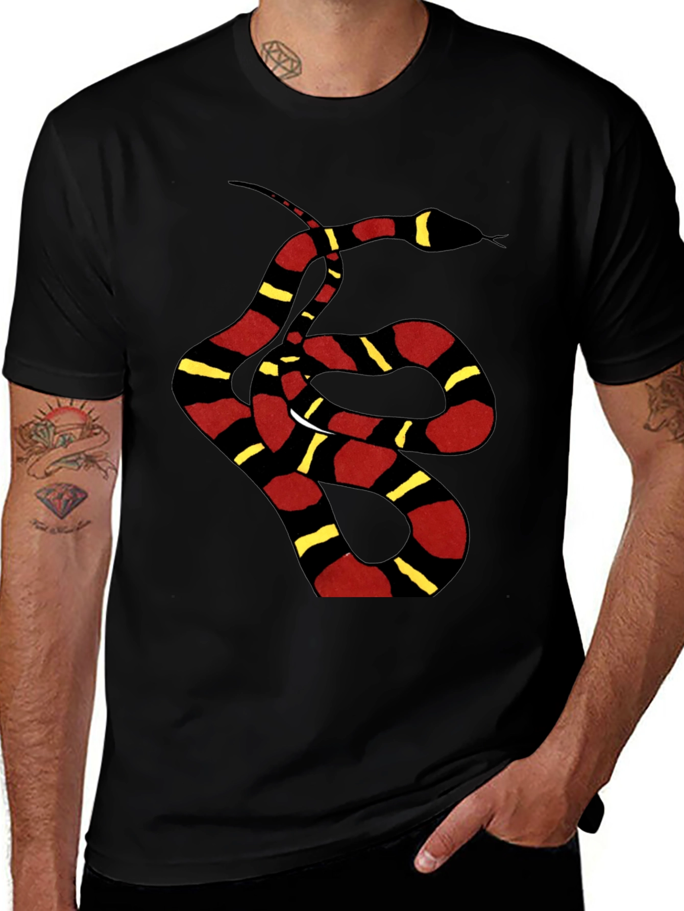 Striped Snake Graphic Tee - Black Unisex T-Shirt