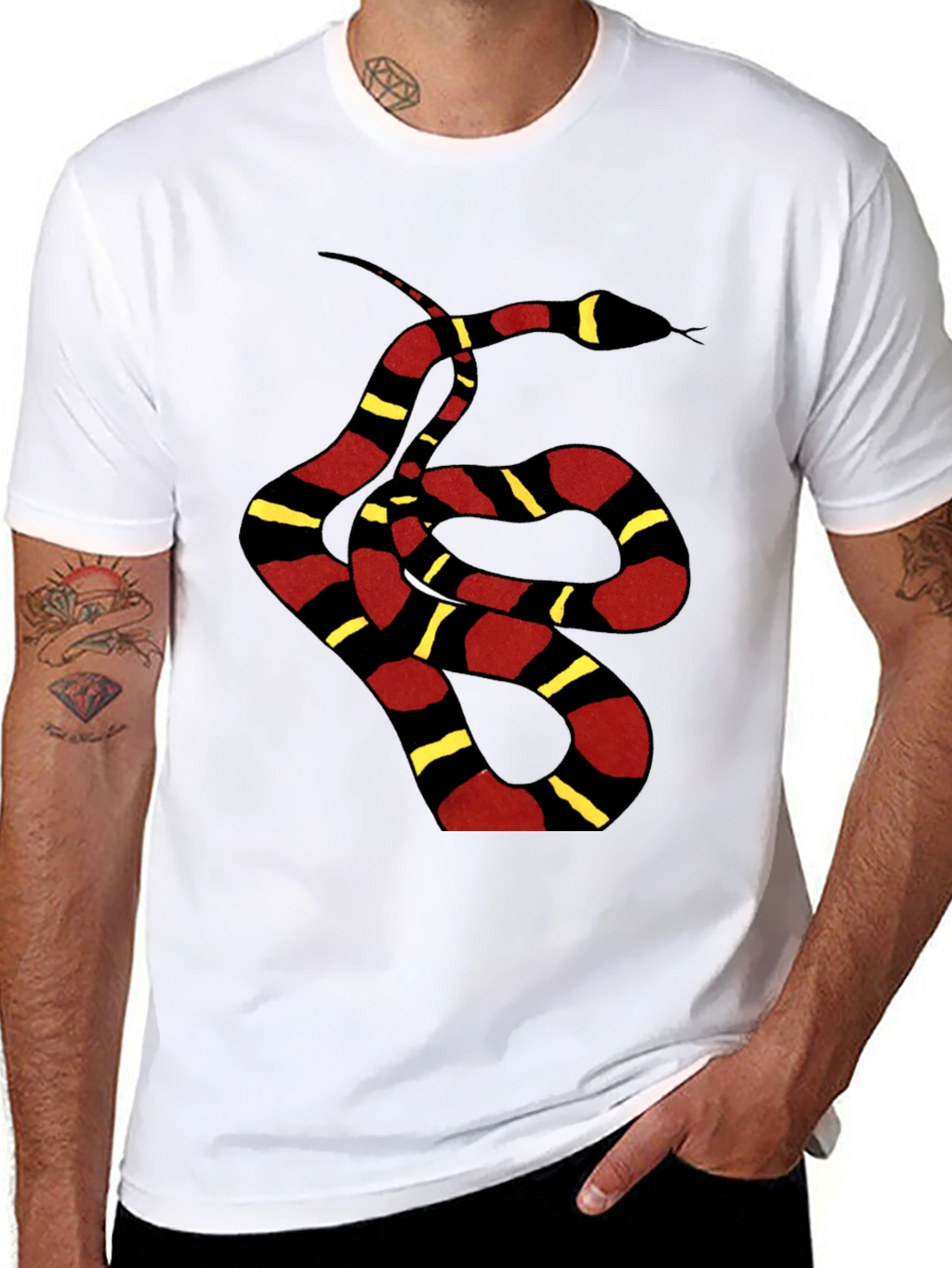 Striped Snake Graphic Tee - Black Unisex T-Shirt